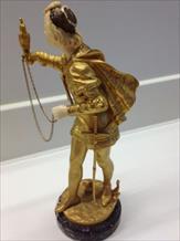 19TH CENTURY FRENCH BRONZE/IVORY FALCONER 