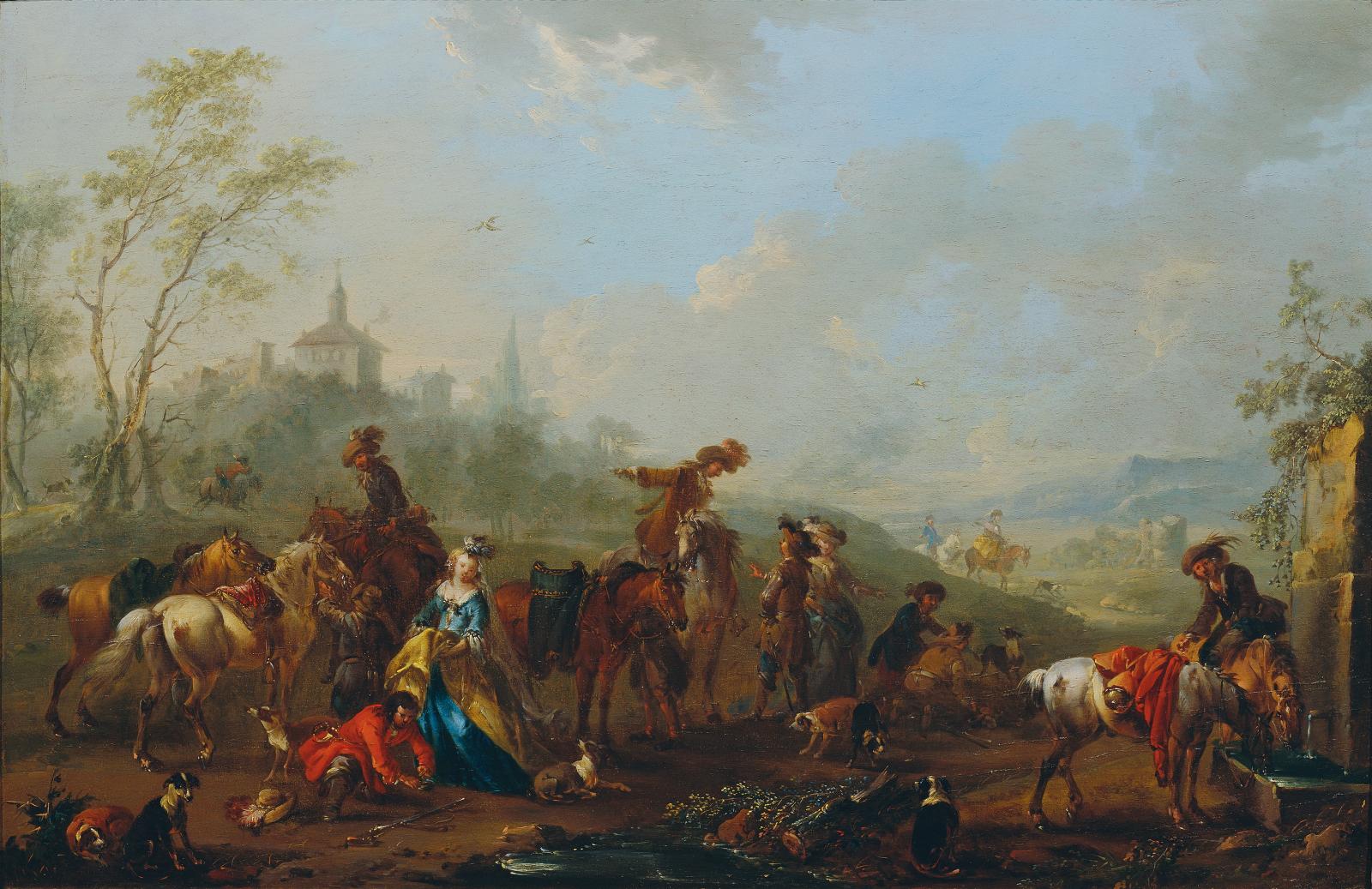 Departure for falconry by August Querfurt (1686-1761)