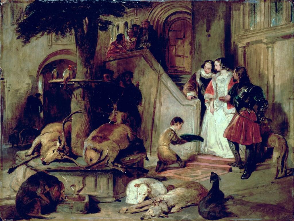A Courtyard in olden times by Edwin Landseer (1802-1873)