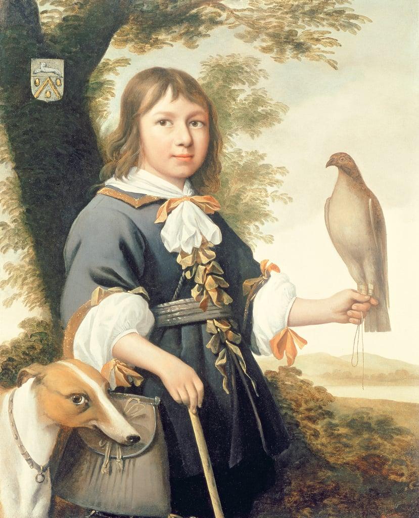 Boy with a falcon and a greyhound by Bernard Vaillant