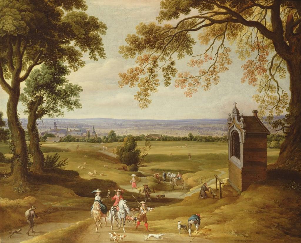 Landscape with Brussels in the distance by Theodore van Heil (1635-after 1691)