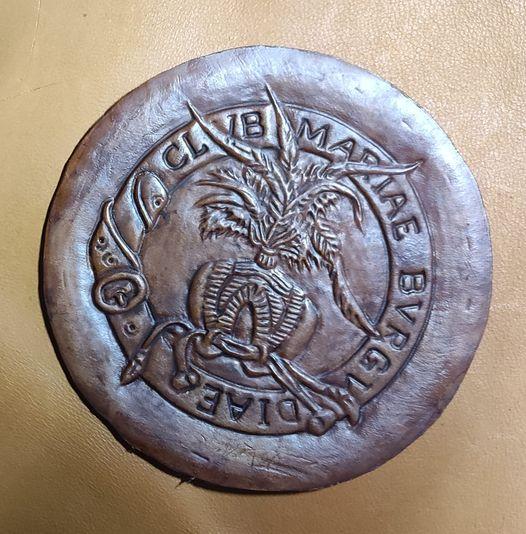 Old prototype in leather repurposed, "Club Marie de Bourgagne button"